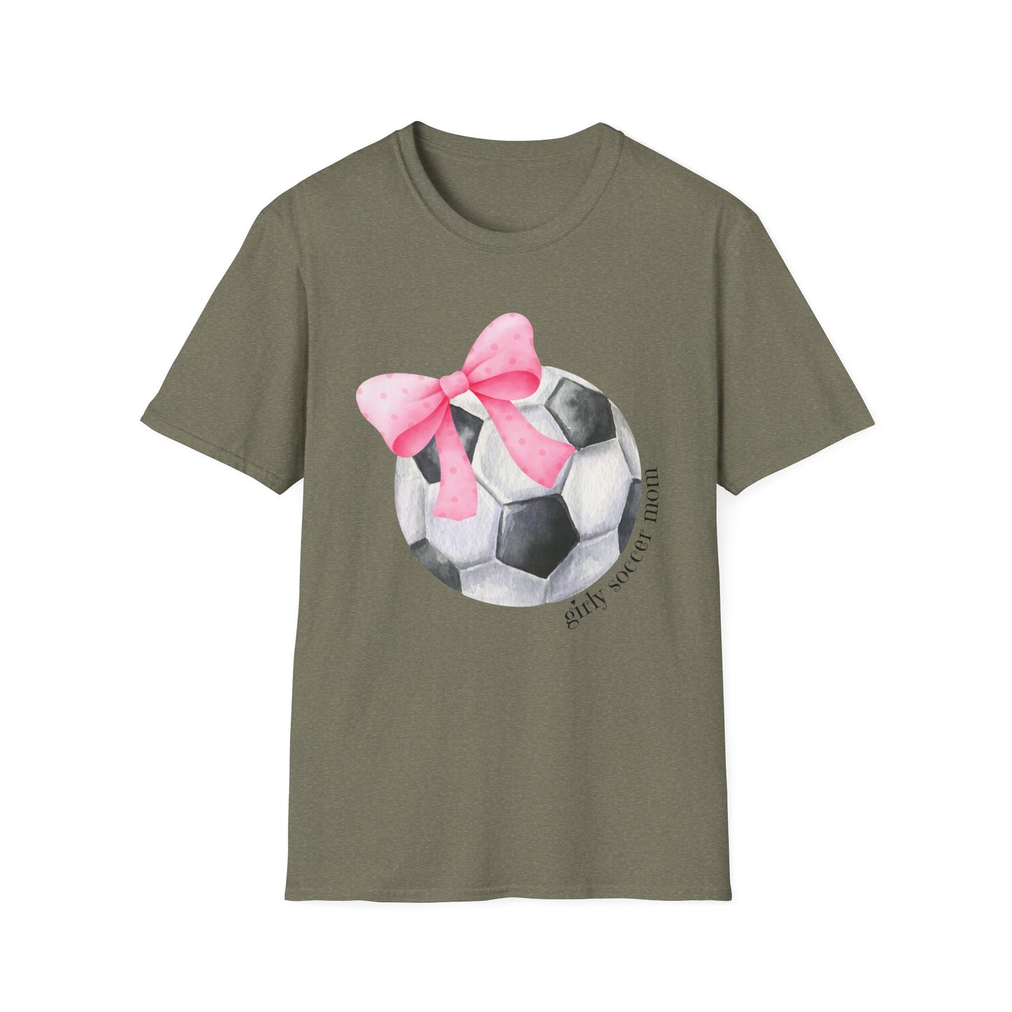 Coquette Girly Soccer Mom - Pink Watercolor Coquette Girly Designs - Unisex Softstyle T-Shirt