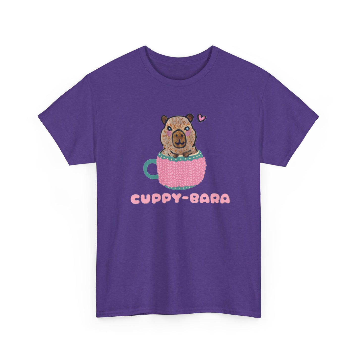 Cute Cuppy-Bara Unisex Heavy Cotton Tee – Adorable Animal Graphic Tee for Casual Wear