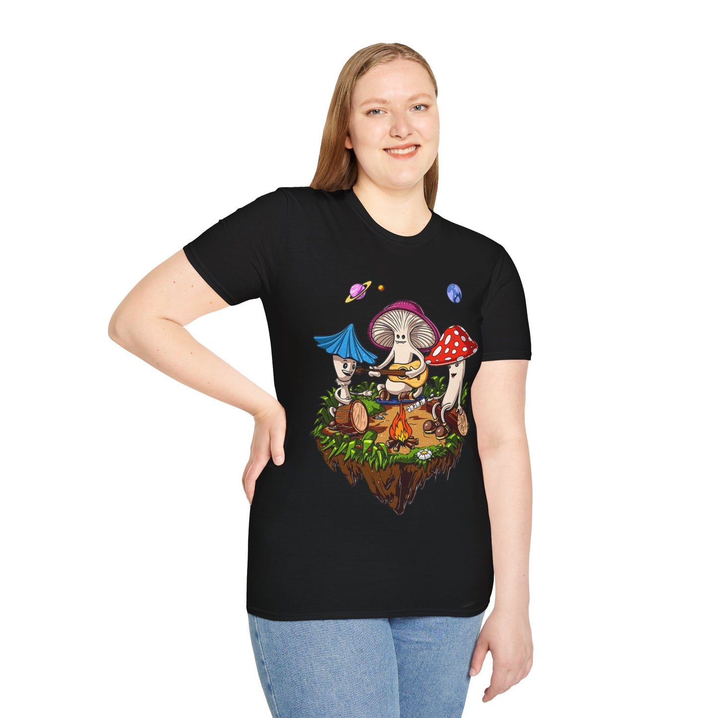 Shrooms around a campfire - Unisex Softstyle T-Shirt