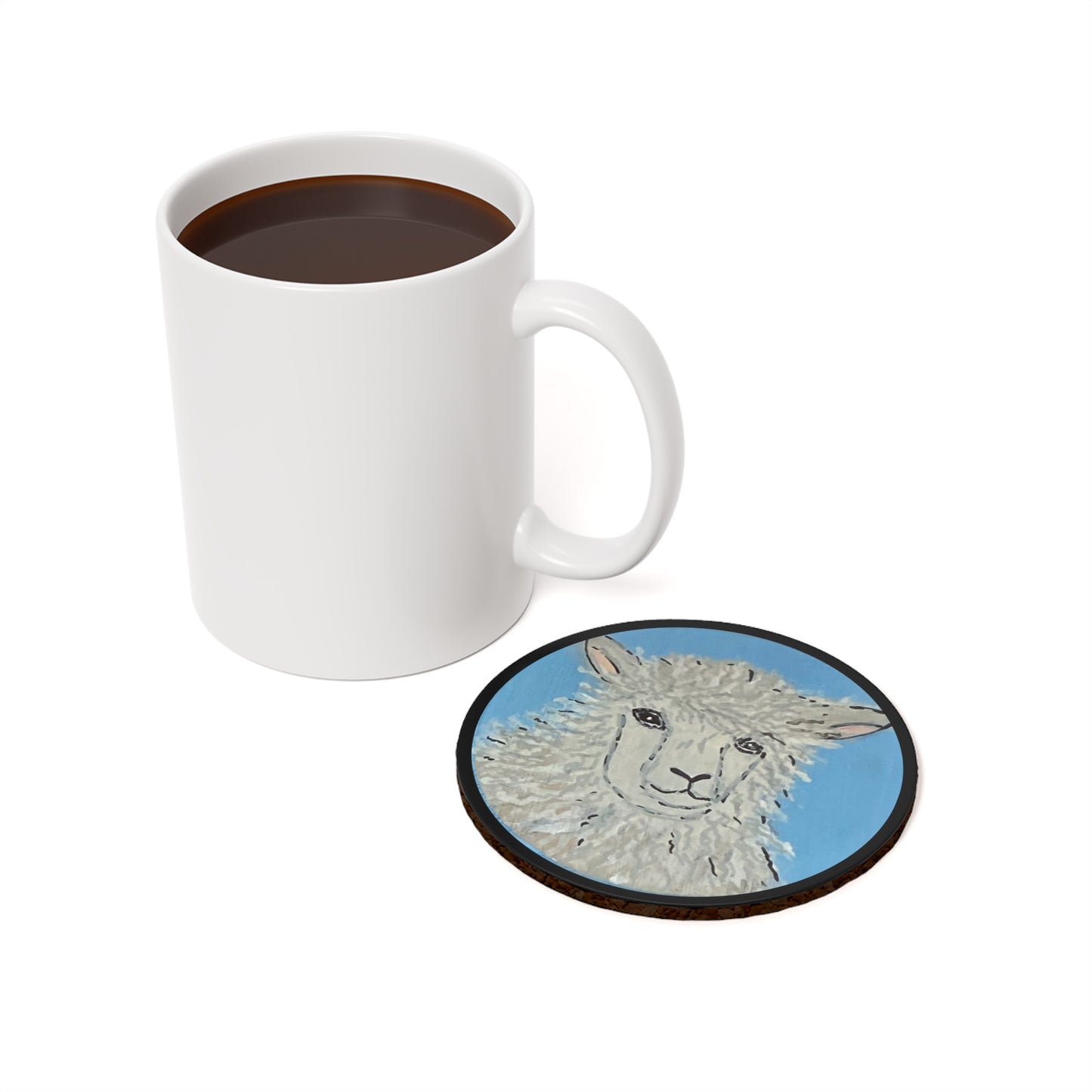 Sheep White Face - Cork Back Coaster