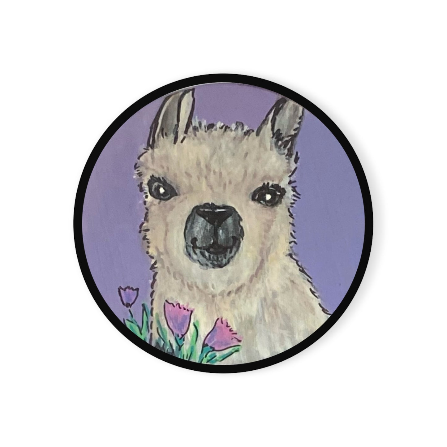 Llama w/Flowers - Cork Back Coaster