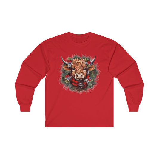 Christmas Highland Cow - Unisex Ultra Cotton Long Sleeve Tee