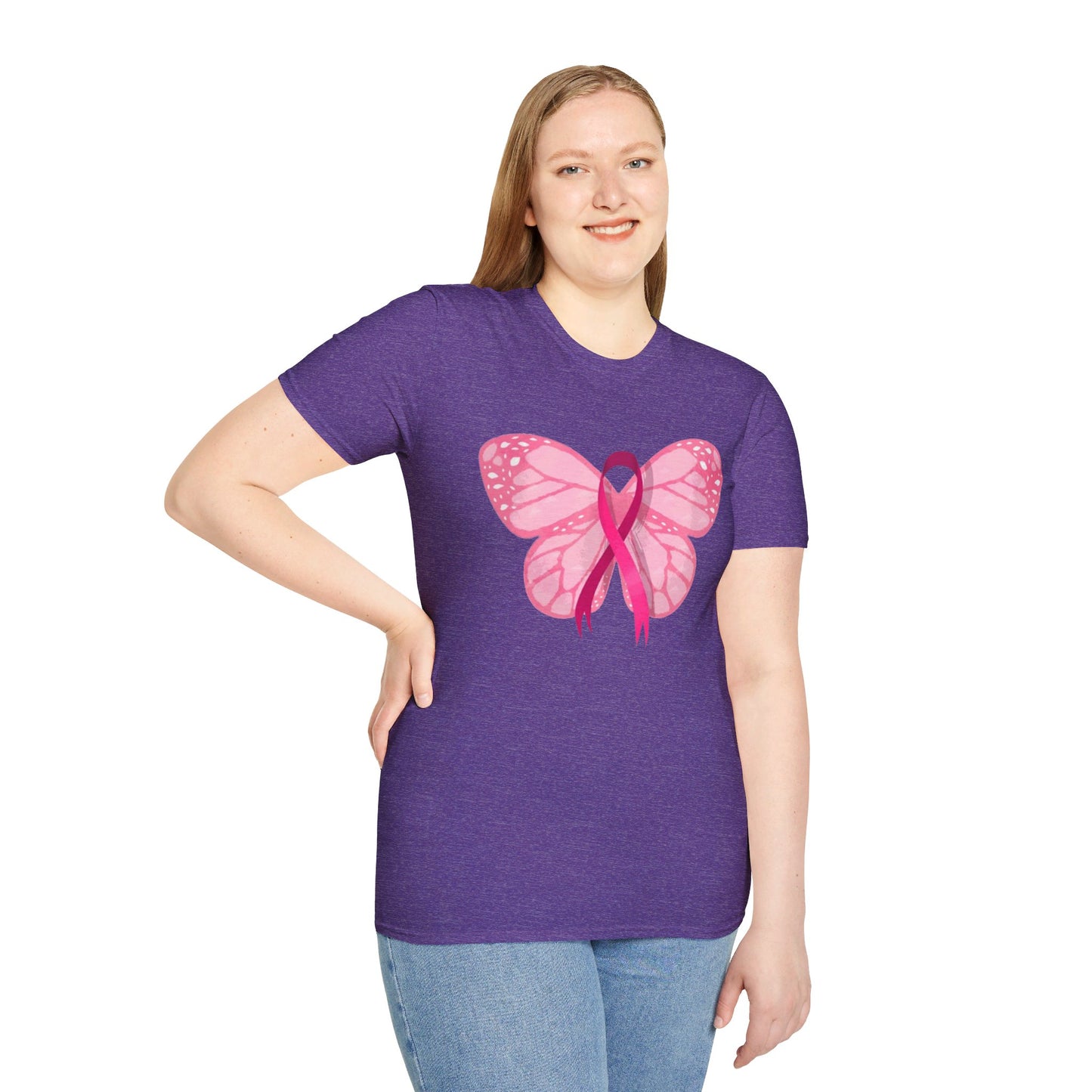 Breast Cancer Butterfly - Unisex Softstyle T-Shirt