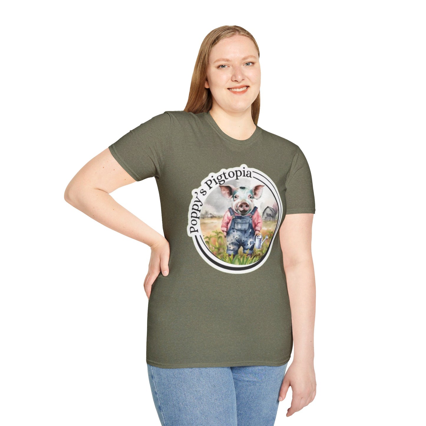 Poppy’s Pigtopia - Unisex Softstyle T-Shirt