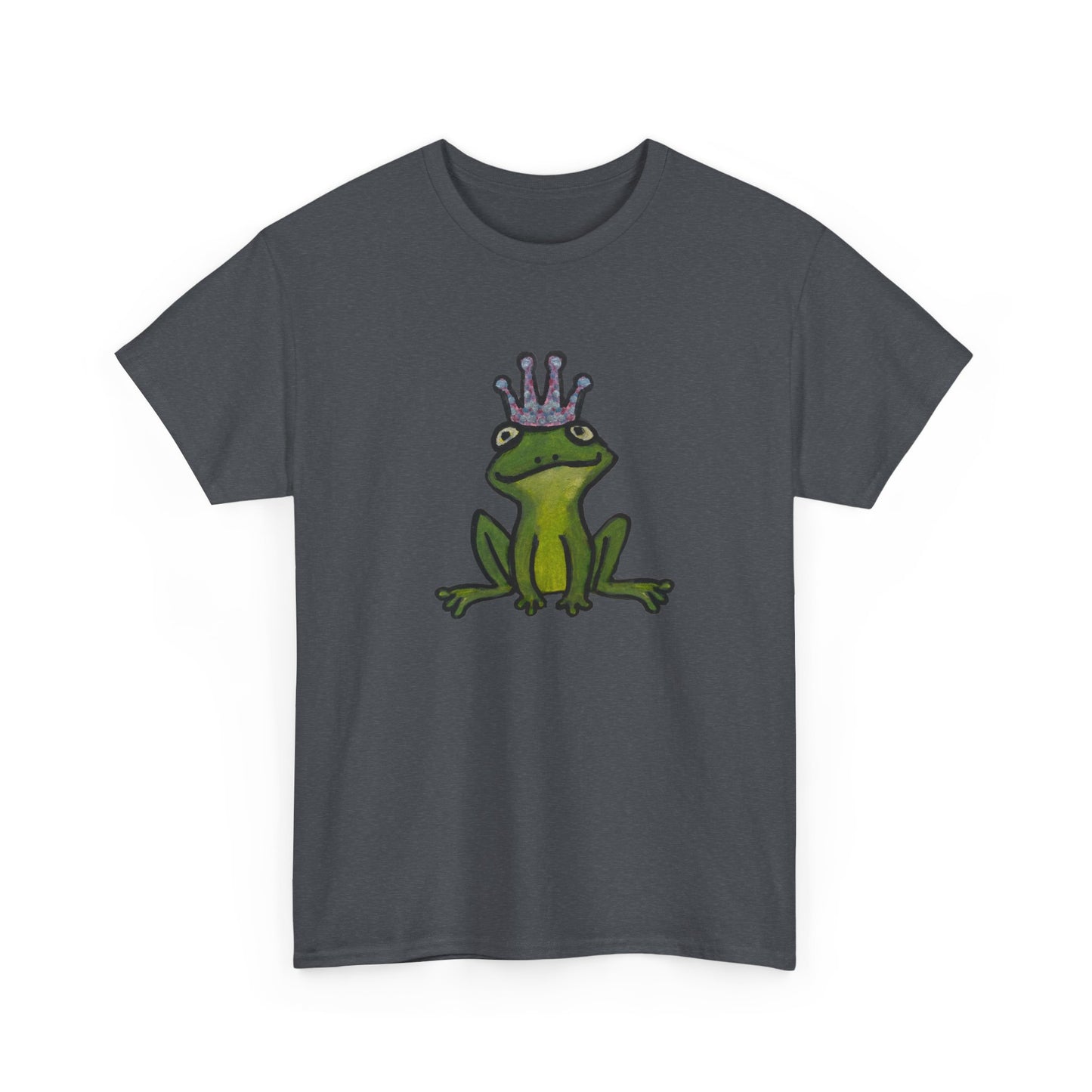 Crowned Frog Unisex Heavy Cotton Tee - Fun & Quirky Graphic T-Shirt