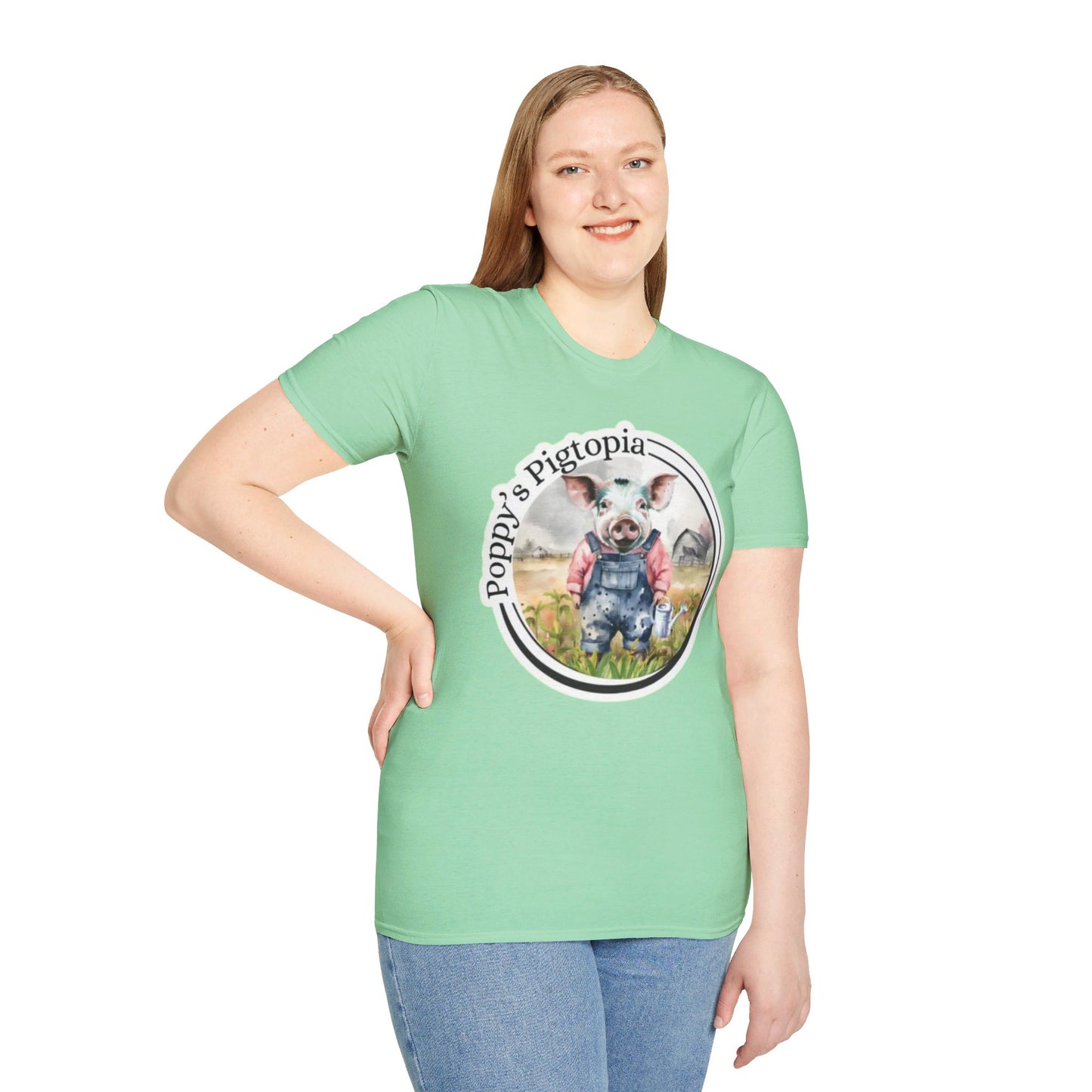 Poppy’s Pigtopia - Unisex Softstyle T-Shirt