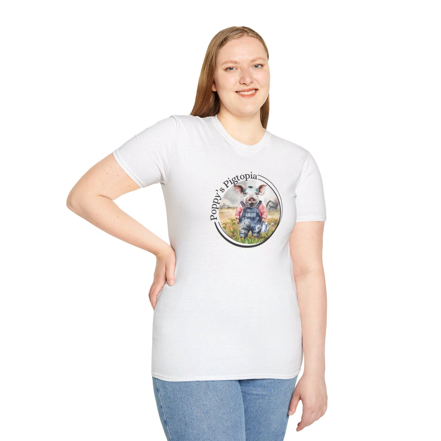 Poppy’s Pigtopia - Unisex Softstyle T-Shirt