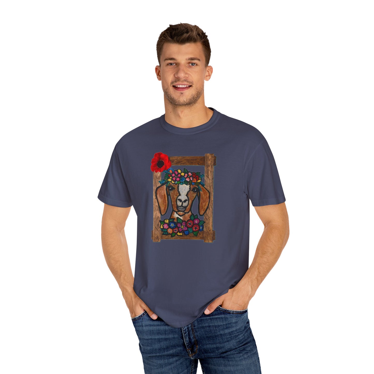 Floral Goat Unisex T-Shirt - Cute Farm Animal Graphic Tee