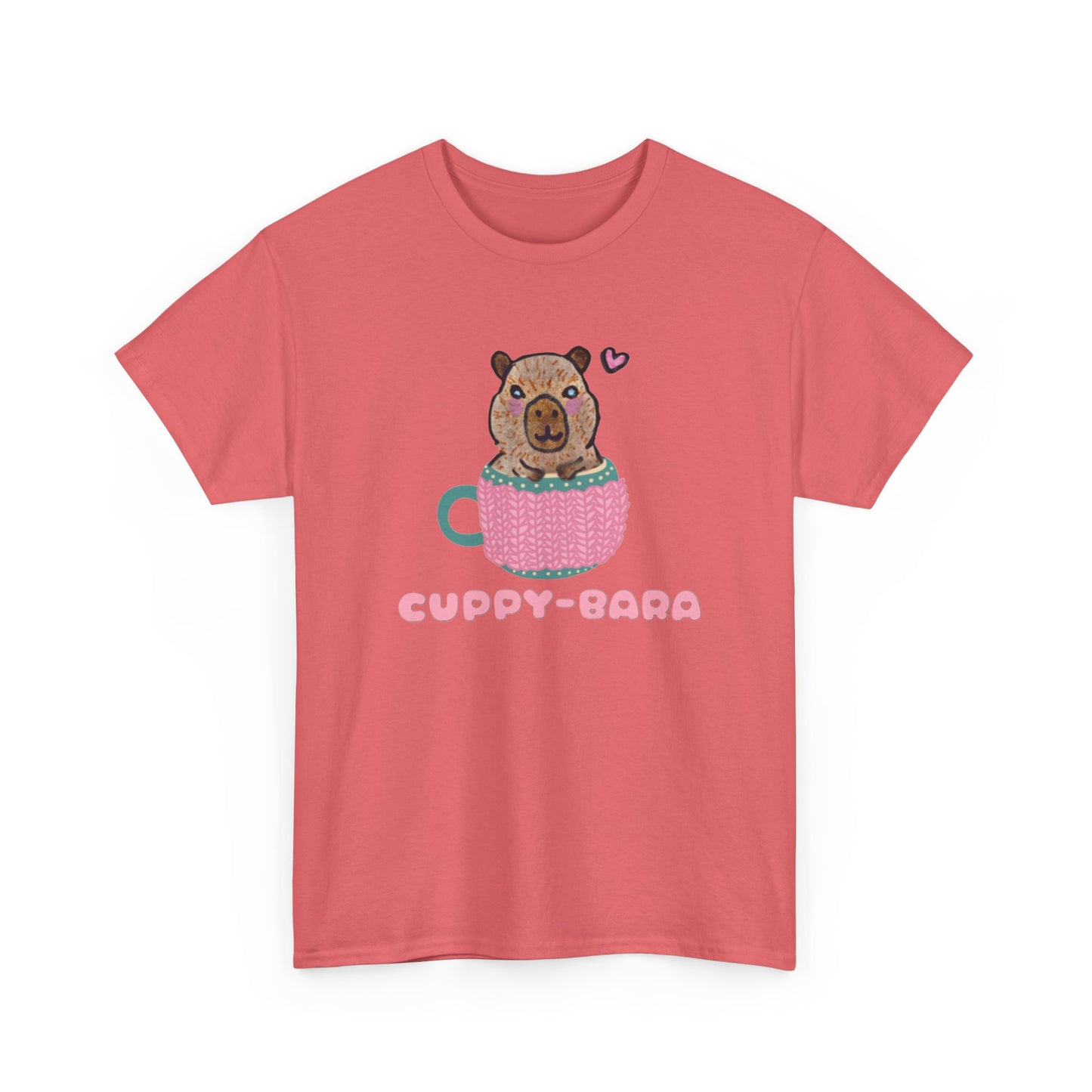 Cute Cuppy-Bara Unisex Heavy Cotton Tee – Adorable Animal Graphic Tee for Casual Wear