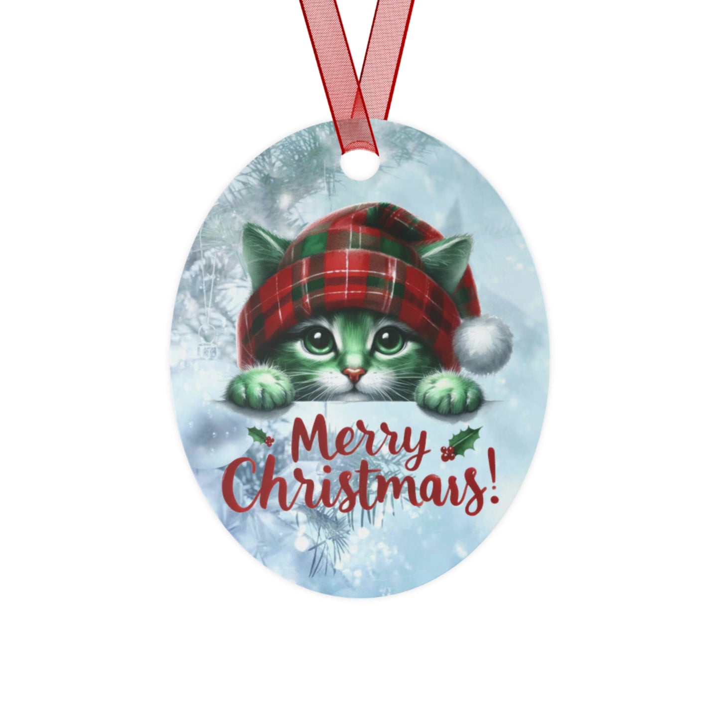 Merry Christmas Kitty - Metal Ornaments