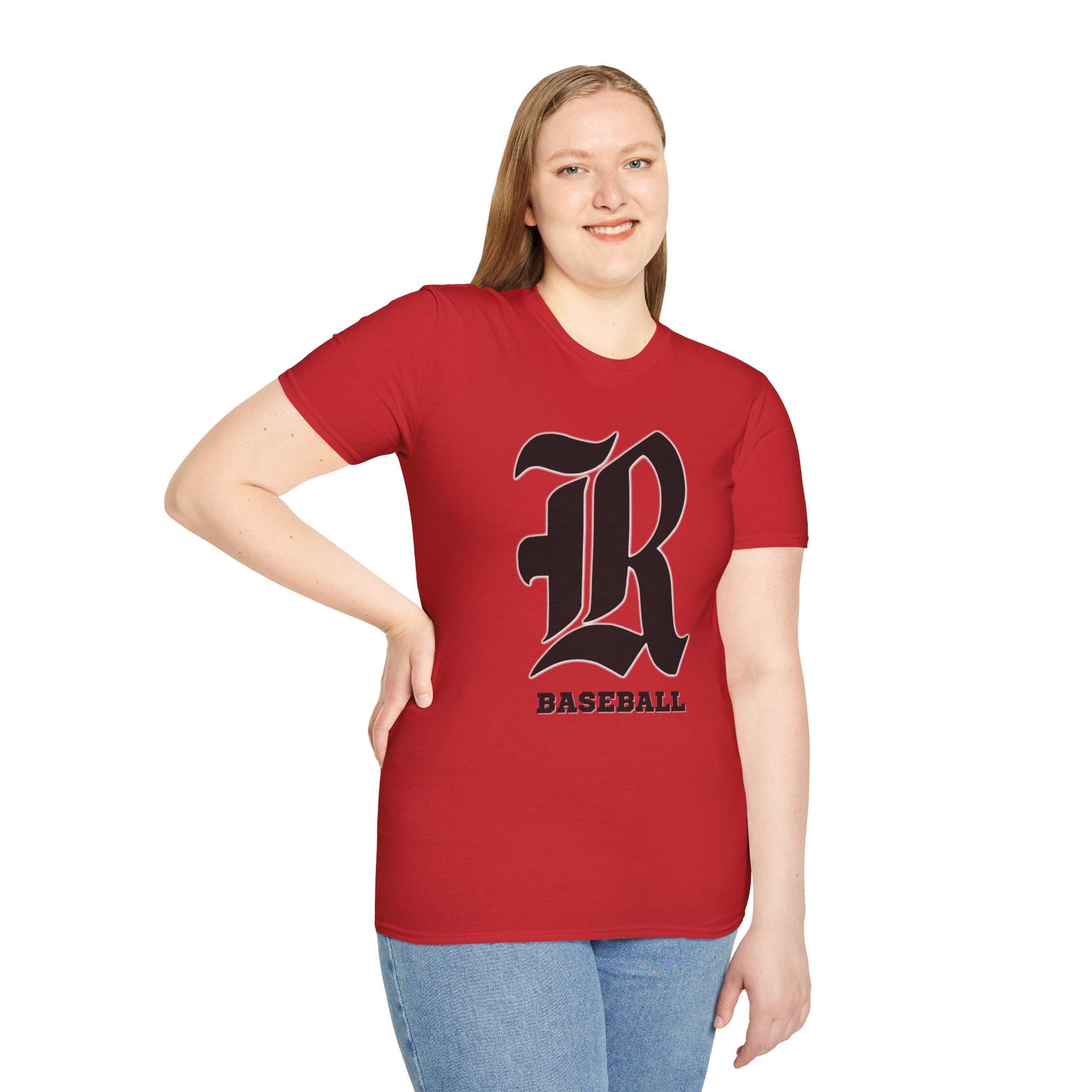 Custom one side Front or Back (RHS Baseball used as example) - Unisex Softstyle T-Shirt