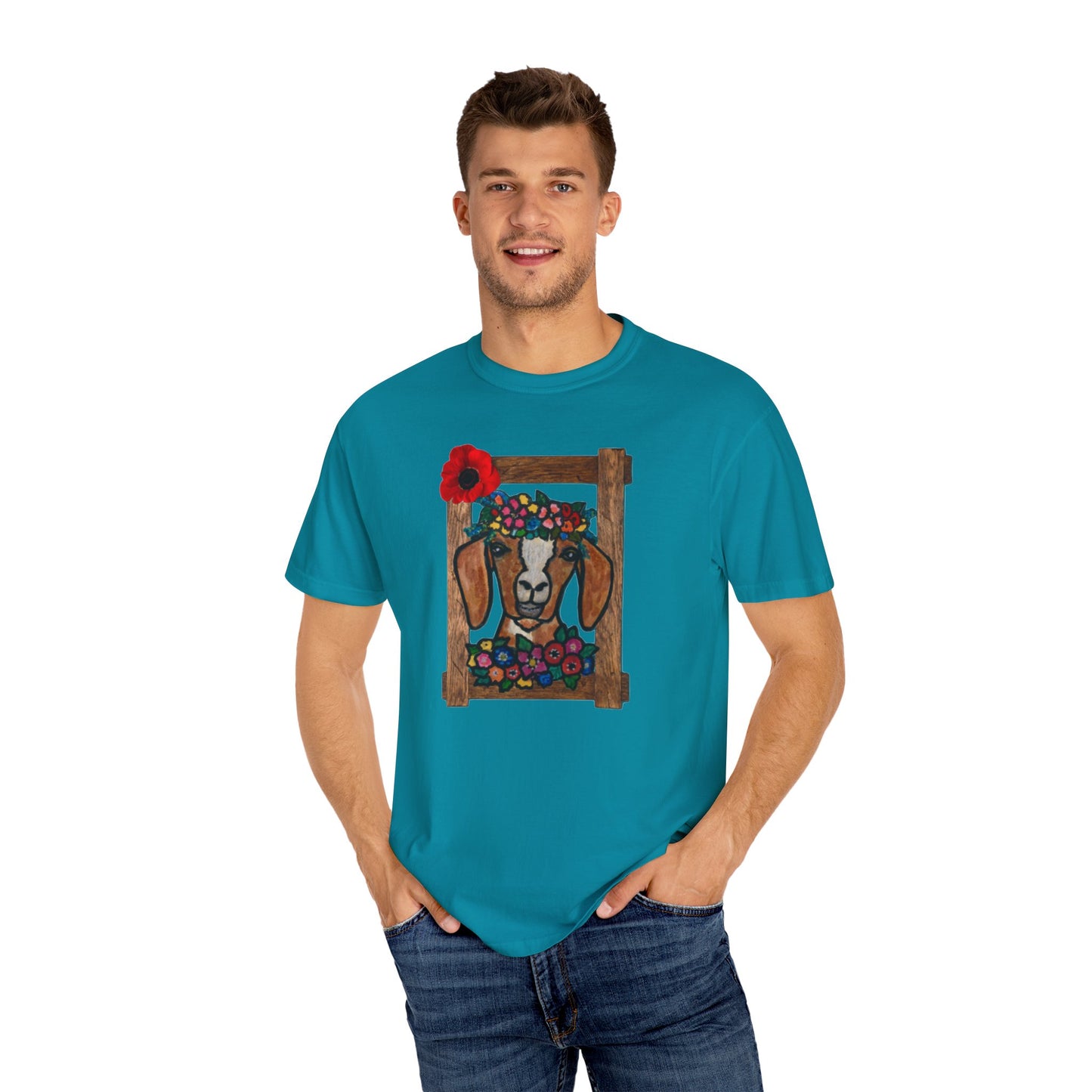 Floral Goat Unisex T-Shirt - Cute Farm Animal Graphic Tee