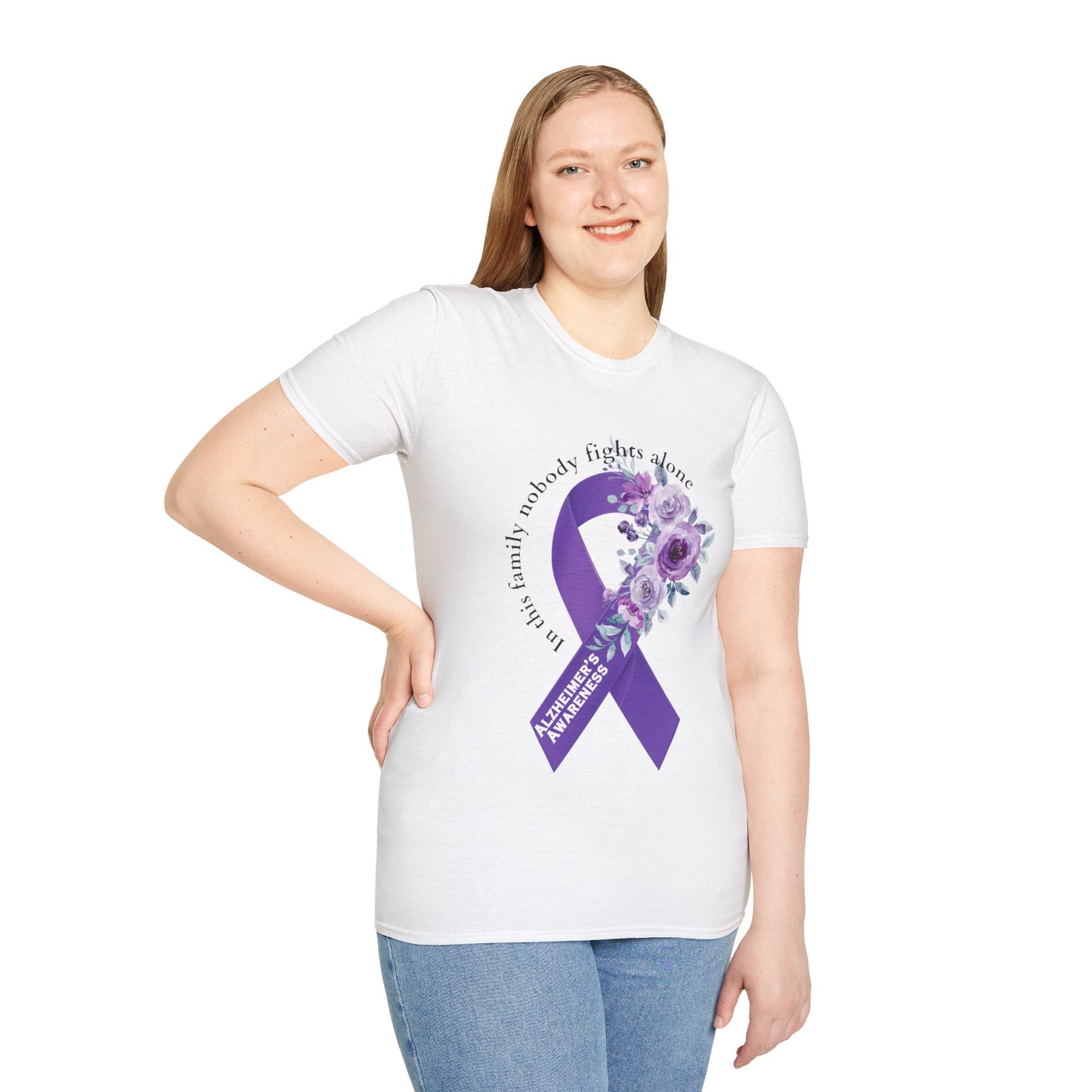 Nobody fights alone Alzheimer's Awareness - Unisex Softstyle T-Shirt