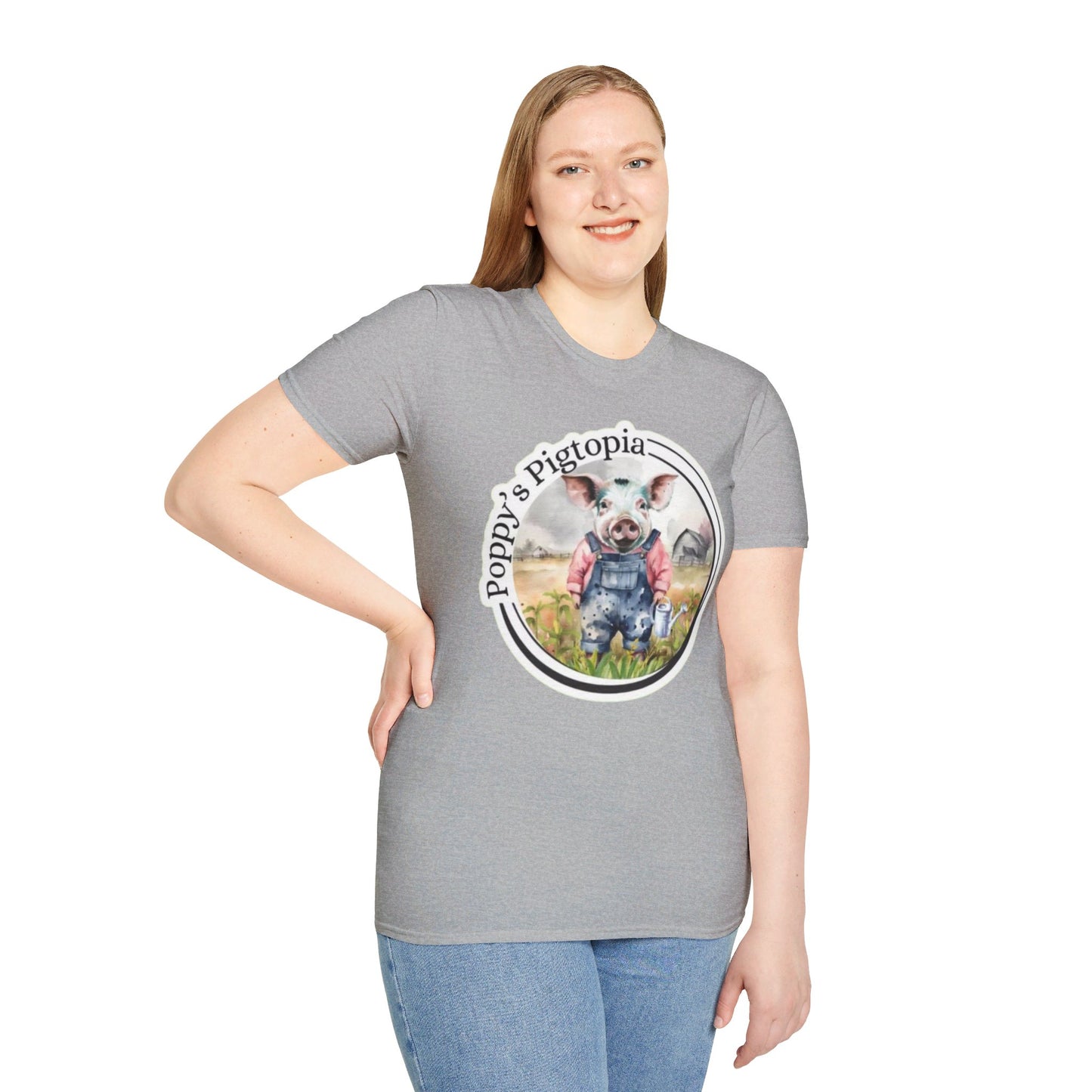 Poppy’s Pigtopia - Unisex Softstyle T-Shirt