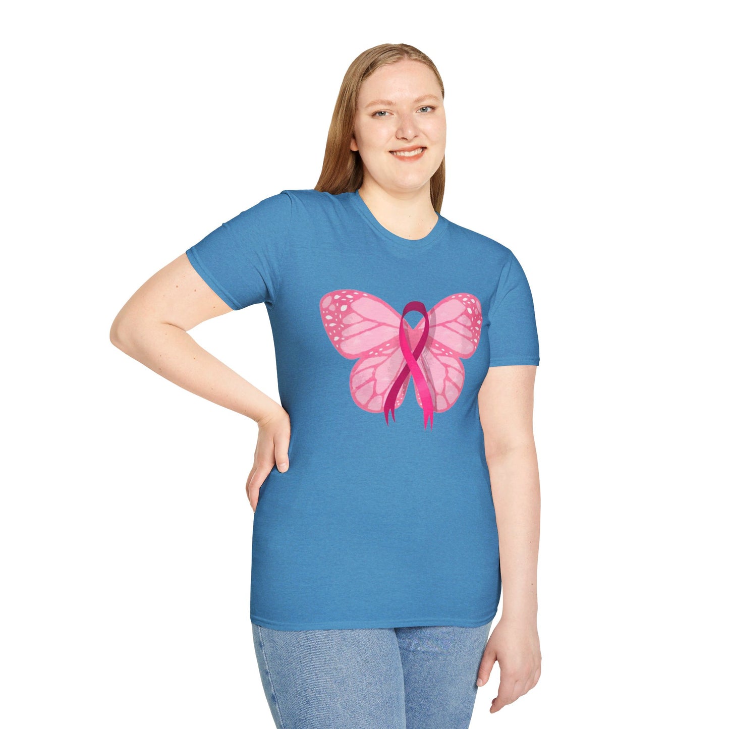 Breast Cancer Butterfly - Unisex Softstyle T-Shirt