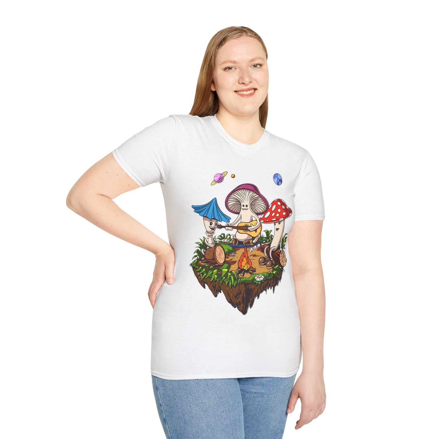 Shrooms around a campfire - Unisex Softstyle T-Shirt