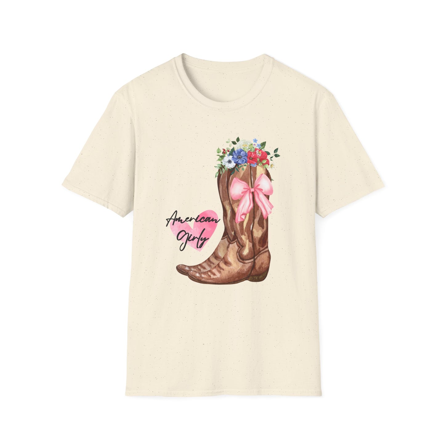 American Girly - Pink Watercolor Coquette Girly Designs - Unisex Softstyle T-Shirt