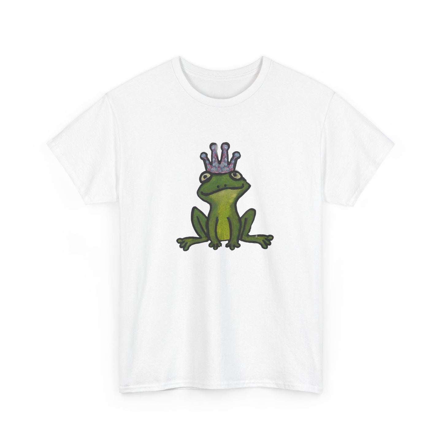 Crowned Frog Unisex Heavy Cotton Tee - Fun & Quirky Graphic T-Shirt