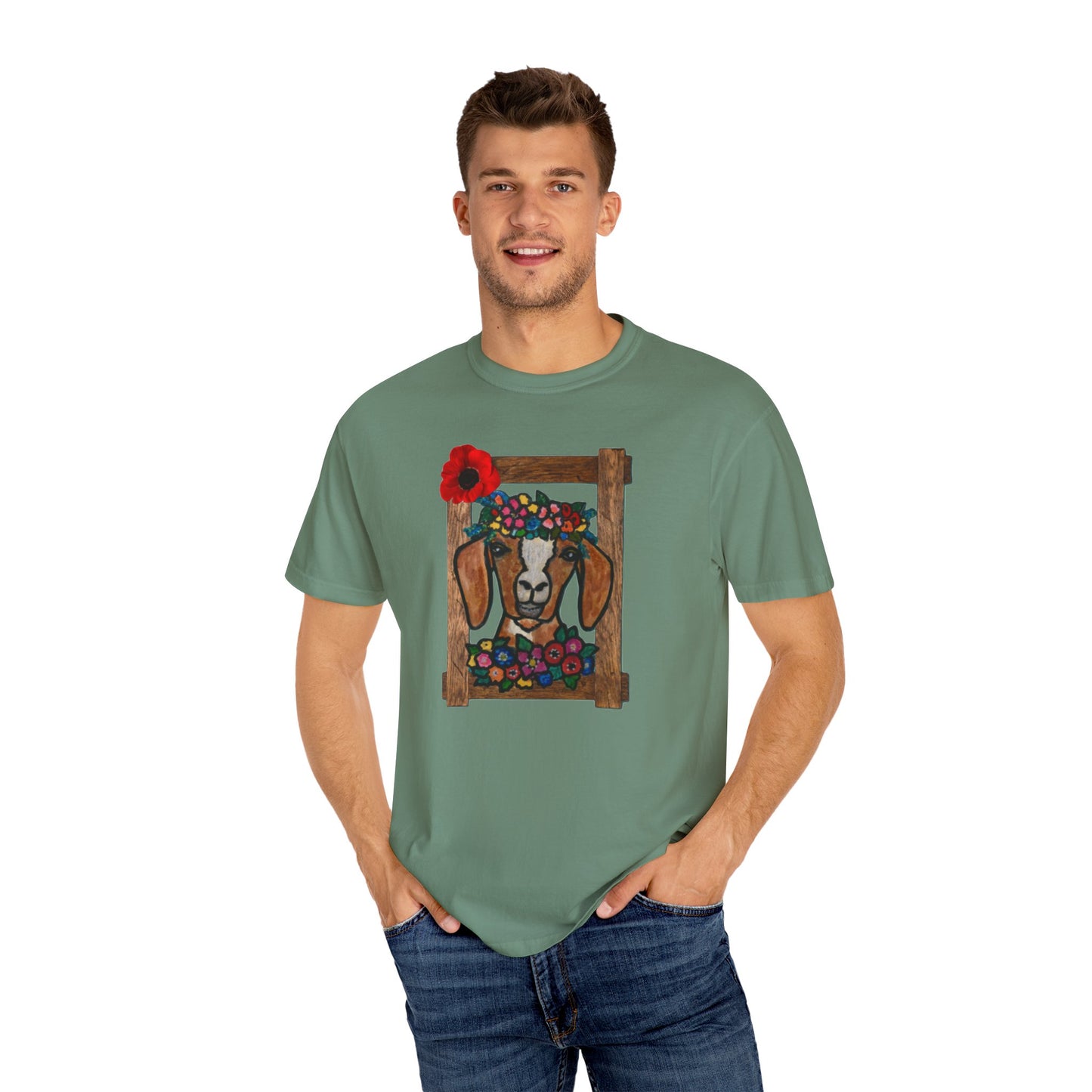 Floral Goat Unisex T-Shirt - Cute Farm Animal Graphic Tee