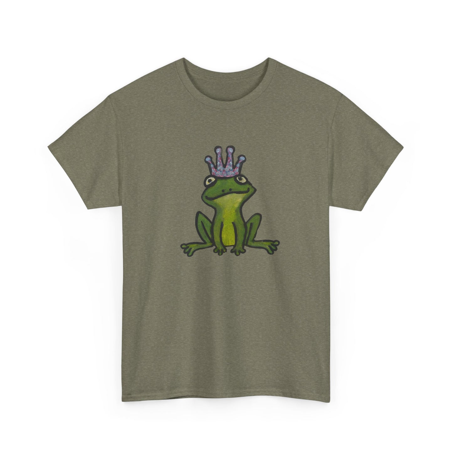 Crowned Frog Unisex Heavy Cotton Tee - Fun & Quirky Graphic T-Shirt