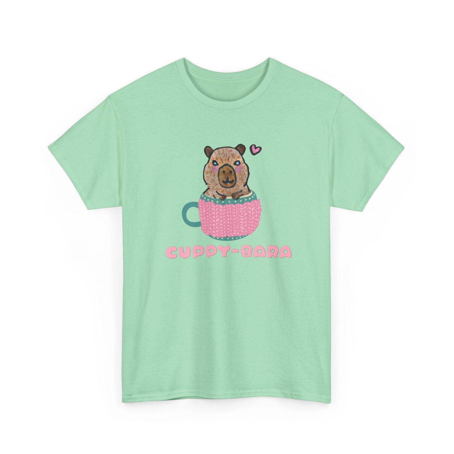 Cute Cuppy-Bara Unisex Heavy Cotton Tee – Adorable Animal Graphic Tee for Casual Wear