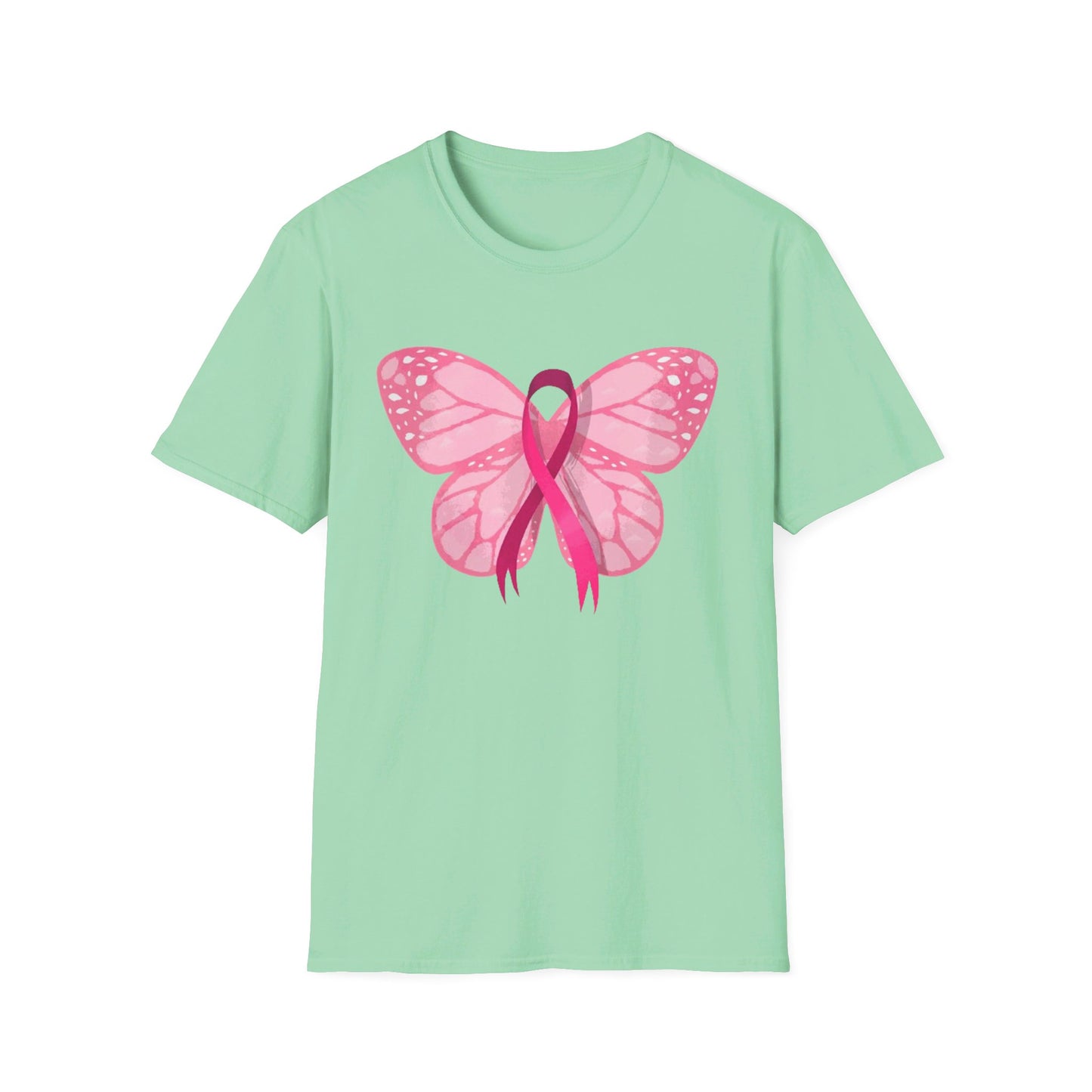 Breast Cancer Butterfly - Unisex Softstyle T-Shirt