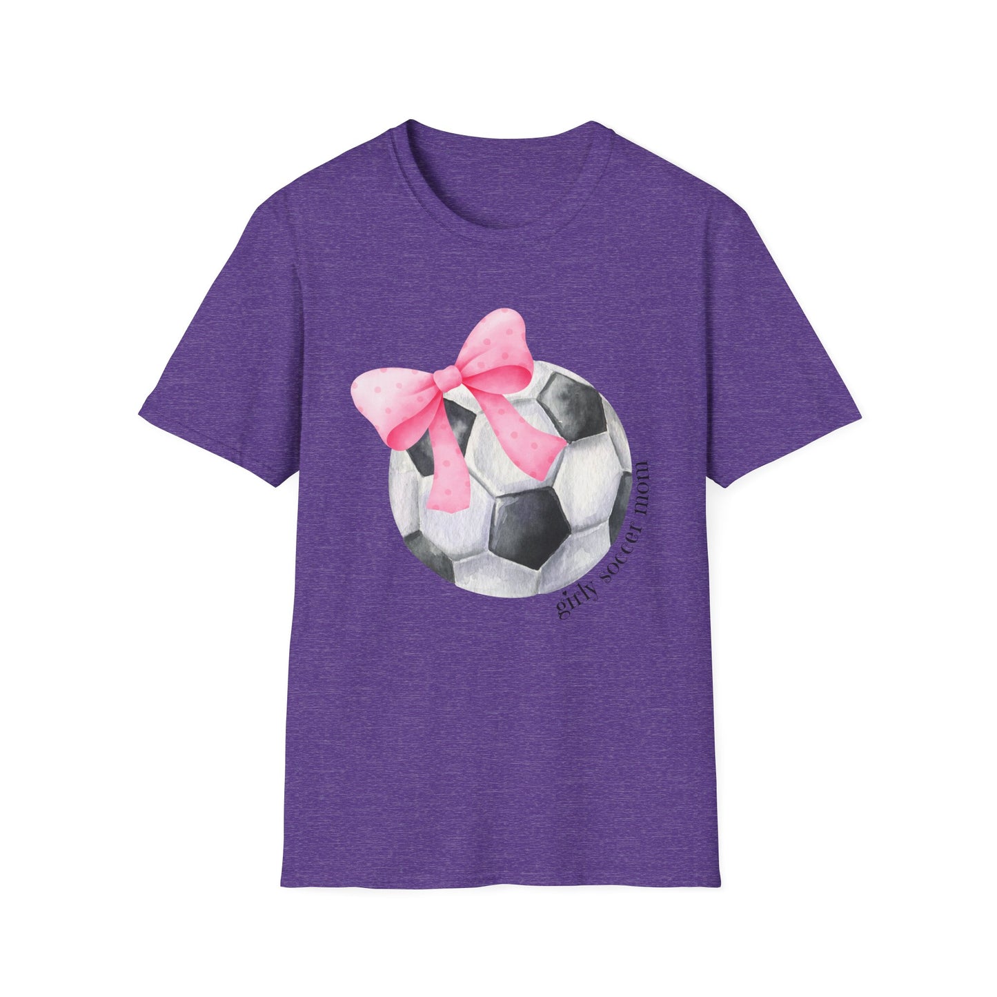 Coquette Girly Soccer Mom - Pink Watercolor Coquette Girly Designs - Unisex Softstyle T-Shirt