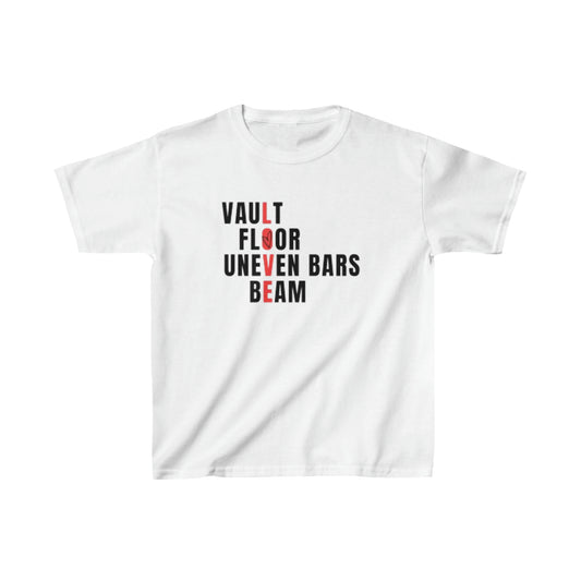 LOVE Vault Floor Uneven Bars Beam - Kids Heavy Cotton™ Tee