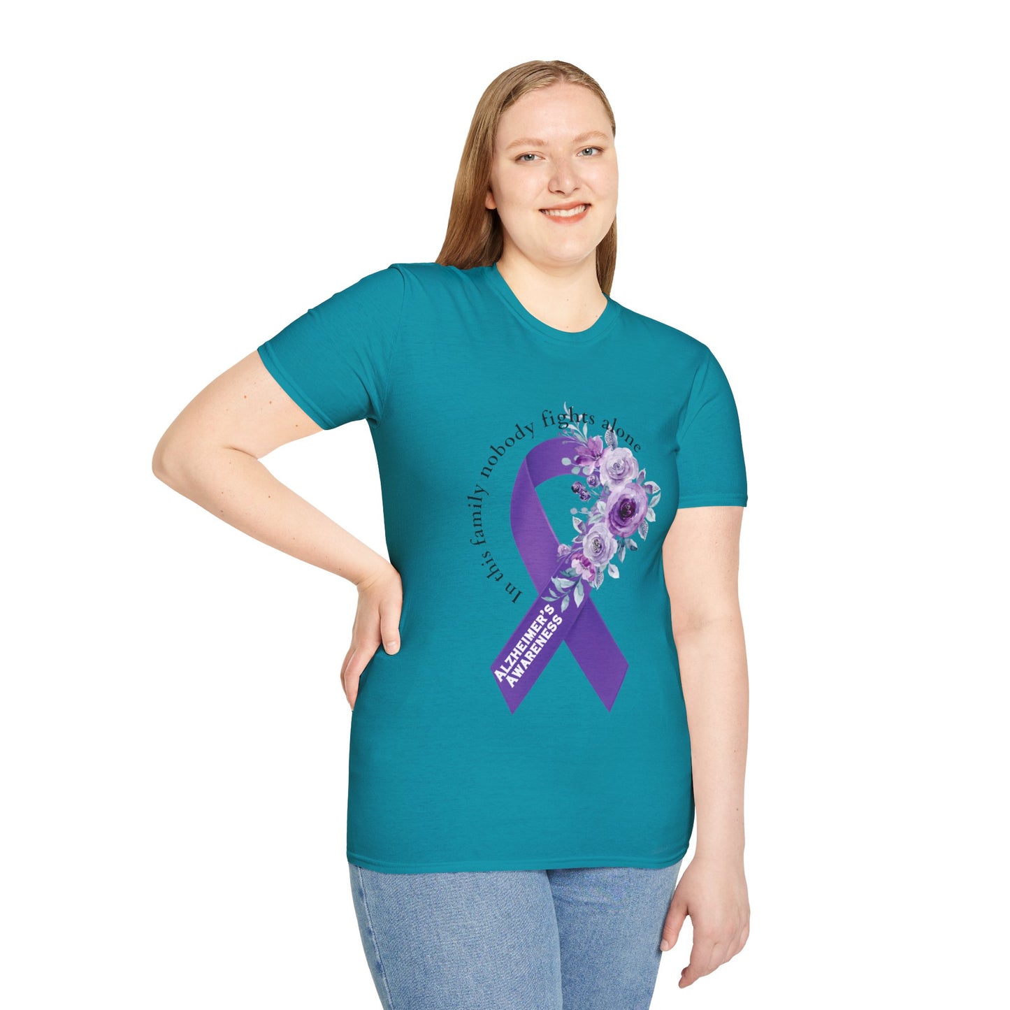 Nobody fights alone Alzheimer's Awareness - Unisex Softstyle T-Shirt