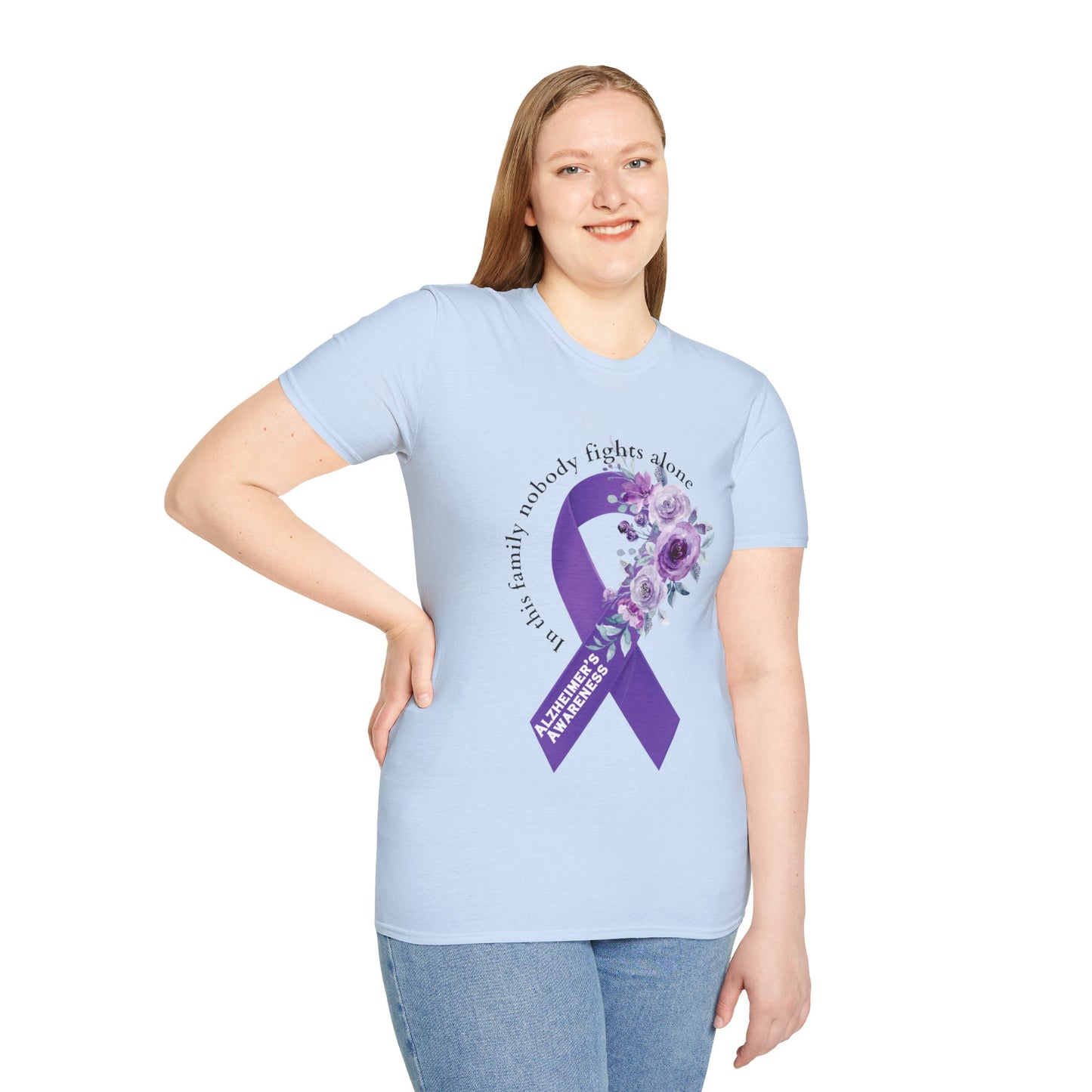 Nobody fights alone Alzheimer's Awareness - Unisex Softstyle T-Shirt