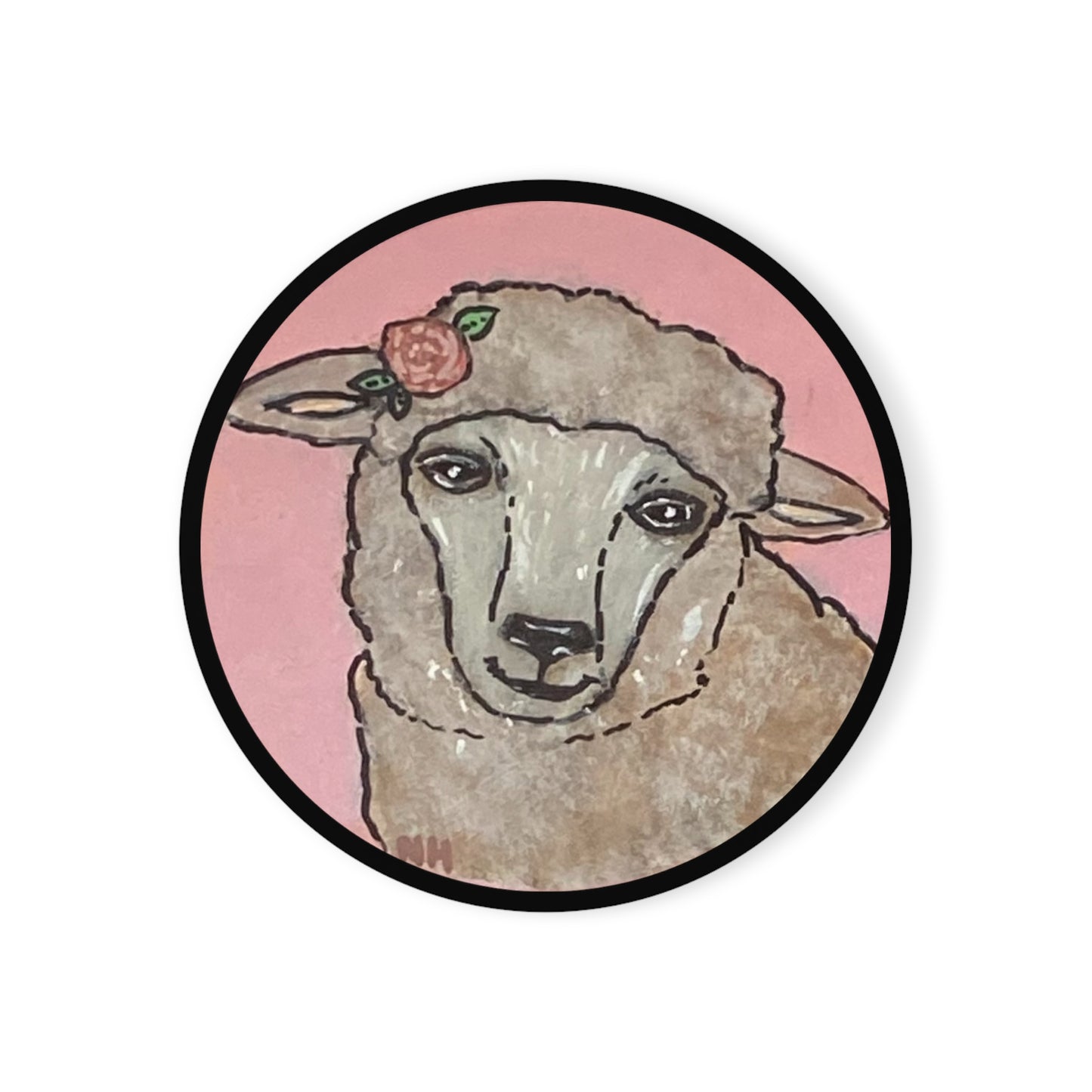 Sheep w/Flower - Cork Back Coaster