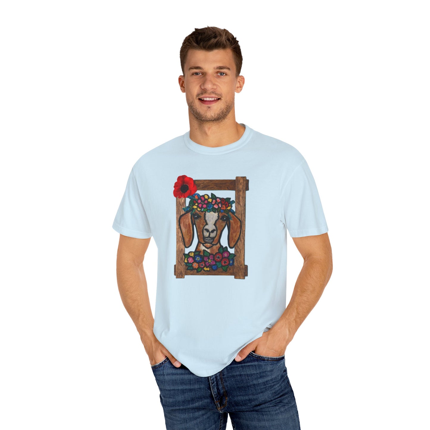 Floral Goat Unisex T-Shirt - Cute Farm Animal Graphic Tee