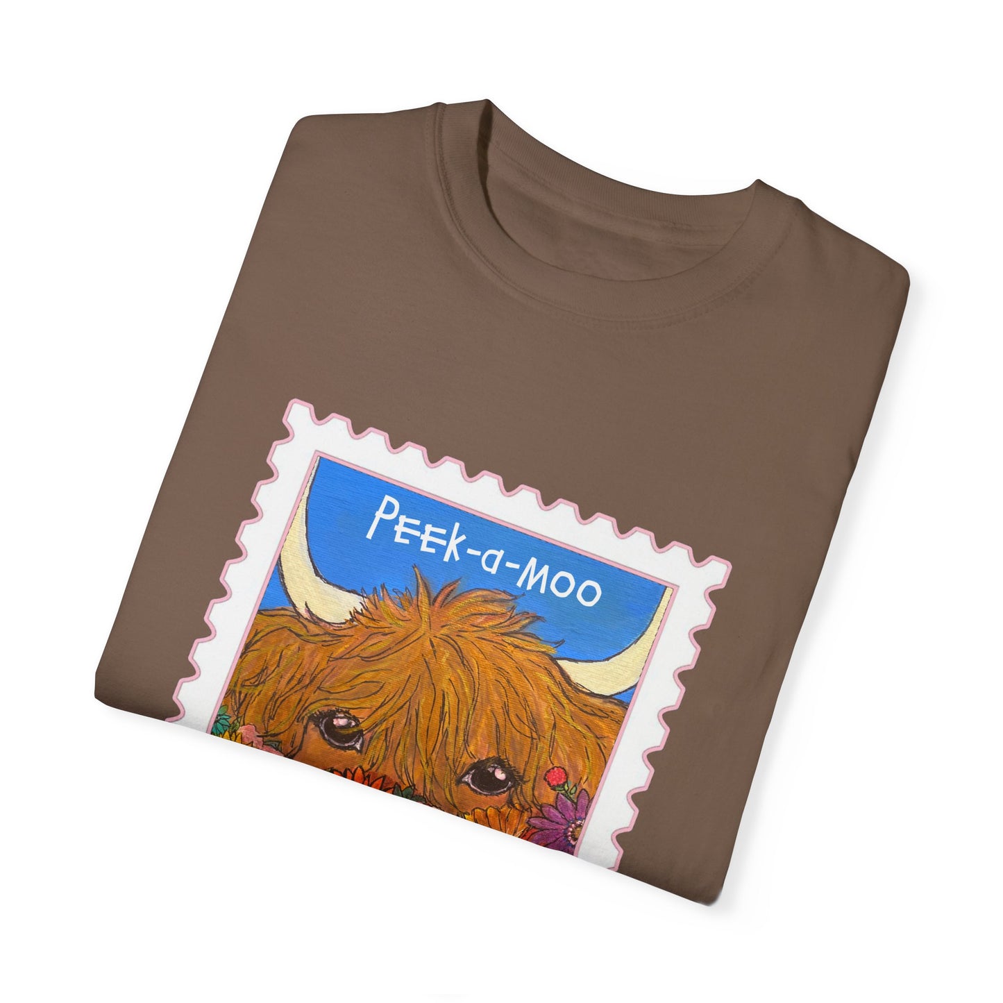 Peek-a-Moo Garment-Dyed Unisex T-Shirt – Cute Animal Design for Animal Lovers