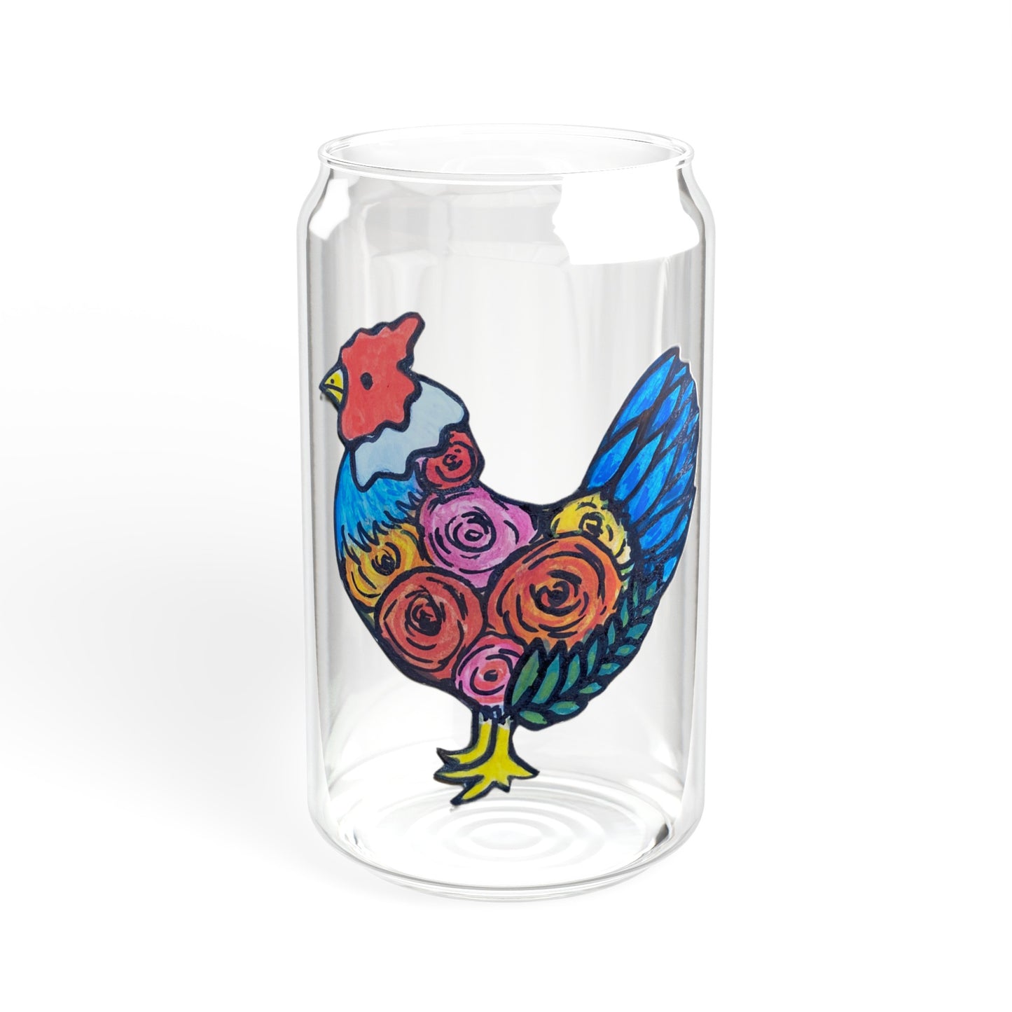 Flowery Chicken - Sipper Glass, 16oz