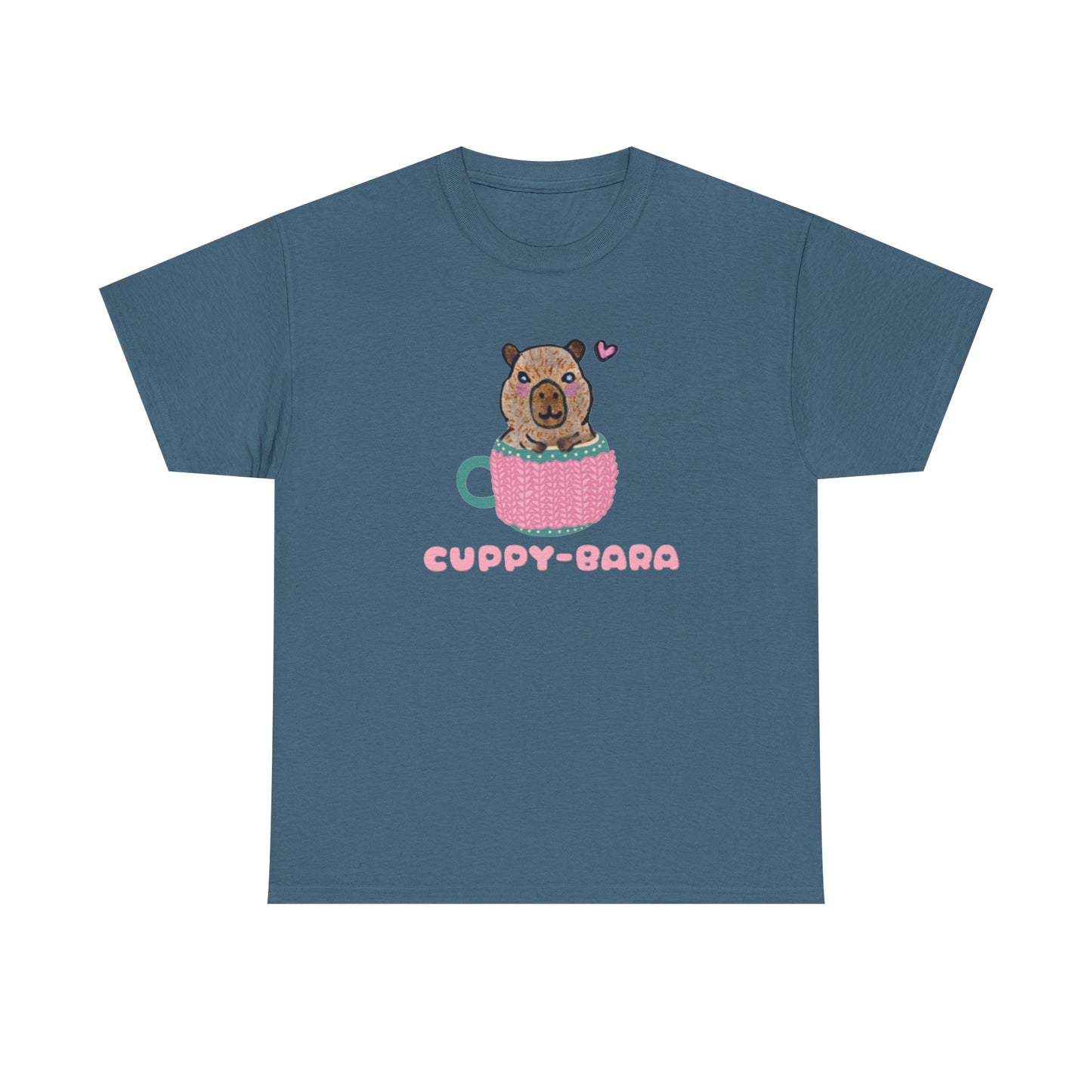 Cute Cuppy-Bara Unisex Heavy Cotton Tee – Adorable Animal Graphic Tee for Casual Wear