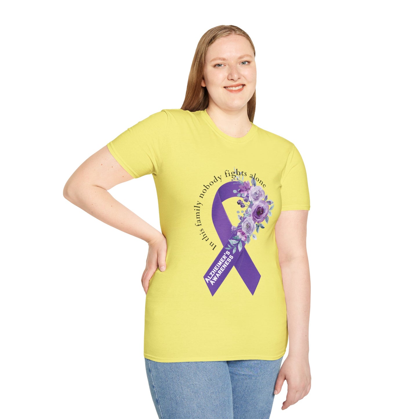 Nobody fights alone Alzheimer's Awareness - Unisex Softstyle T-Shirt