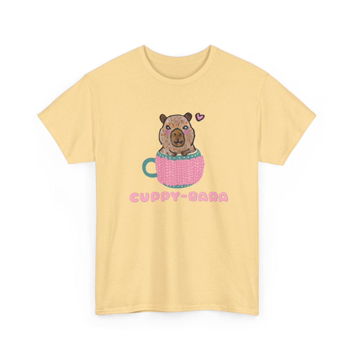 Cute Cuppy-Bara Unisex Heavy Cotton Tee – Adorable Animal Graphic Tee for Casual Wear