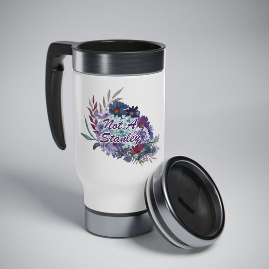Flowery #notastanley - Stainless Steel Travel Mug with Handle, 14oz
