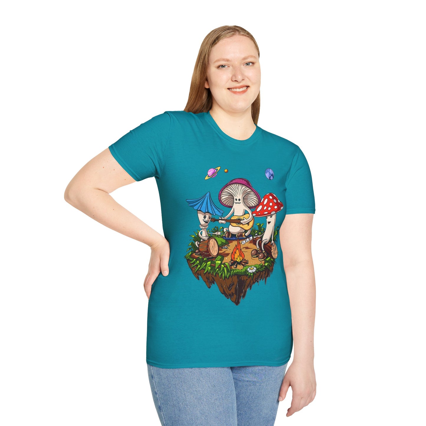 Shrooms around a campfire - Unisex Softstyle T-Shirt