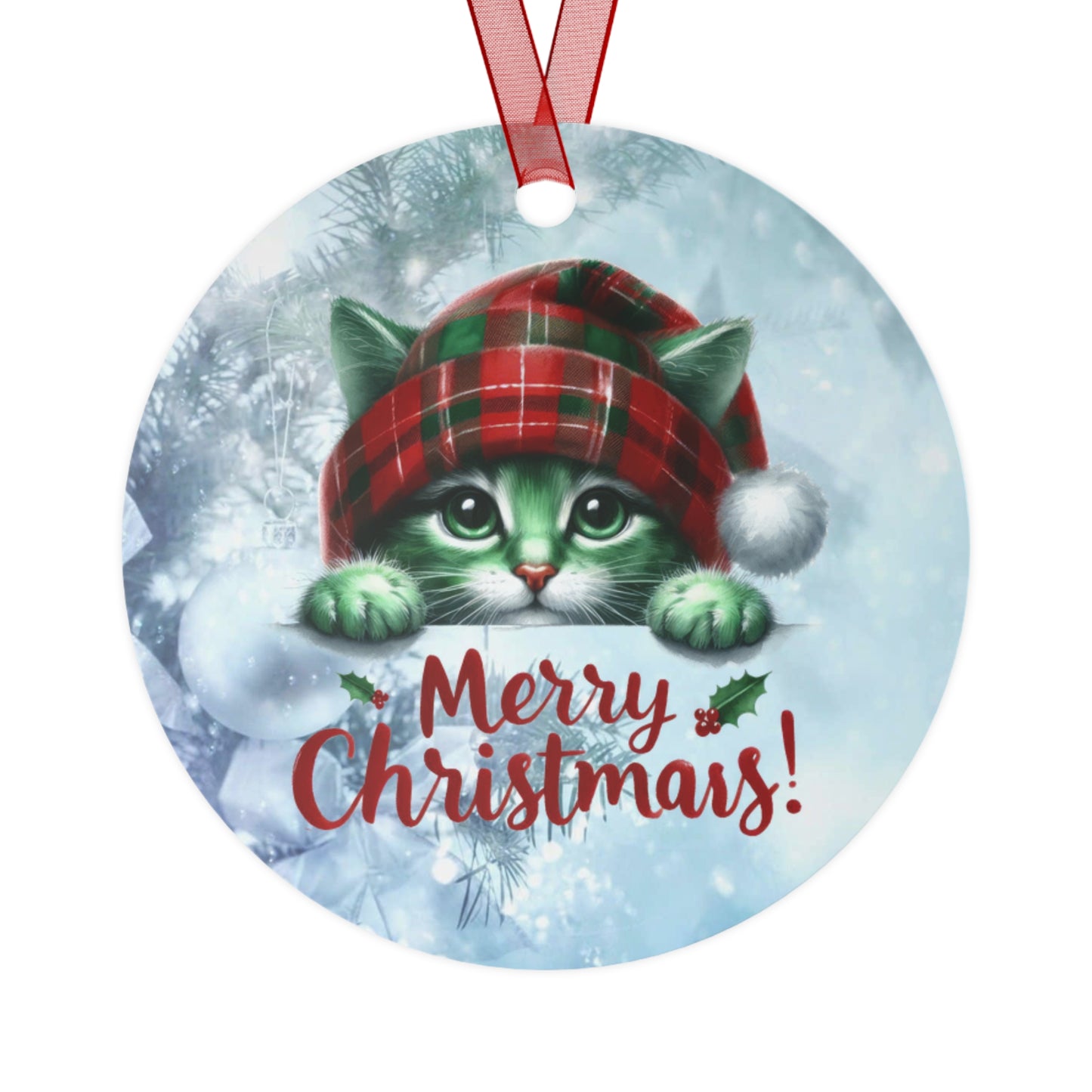 Merry Christmas Kitty - Metal Ornaments