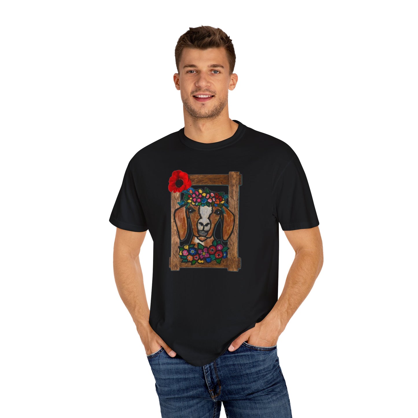 Floral Goat Unisex T-Shirt - Cute Farm Animal Graphic Tee