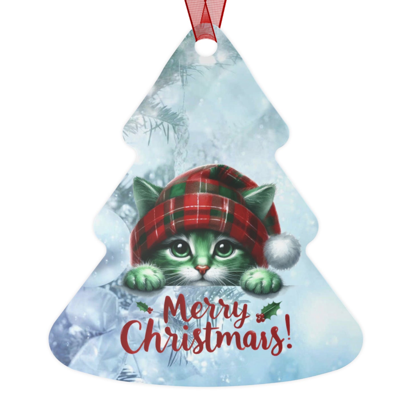 Merry Christmas Kitty - Metal Ornaments