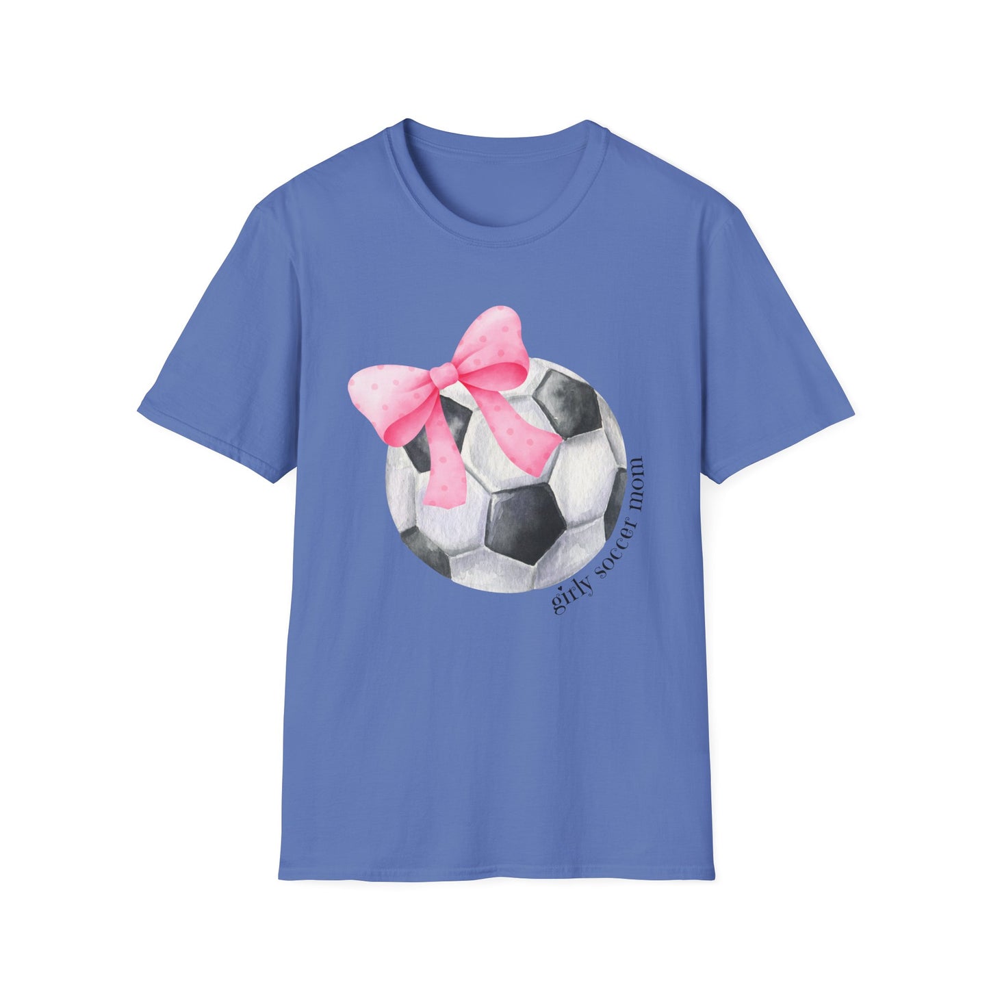 Coquette Girly Soccer Mom - Pink Watercolor Coquette Girly Designs - Unisex Softstyle T-Shirt