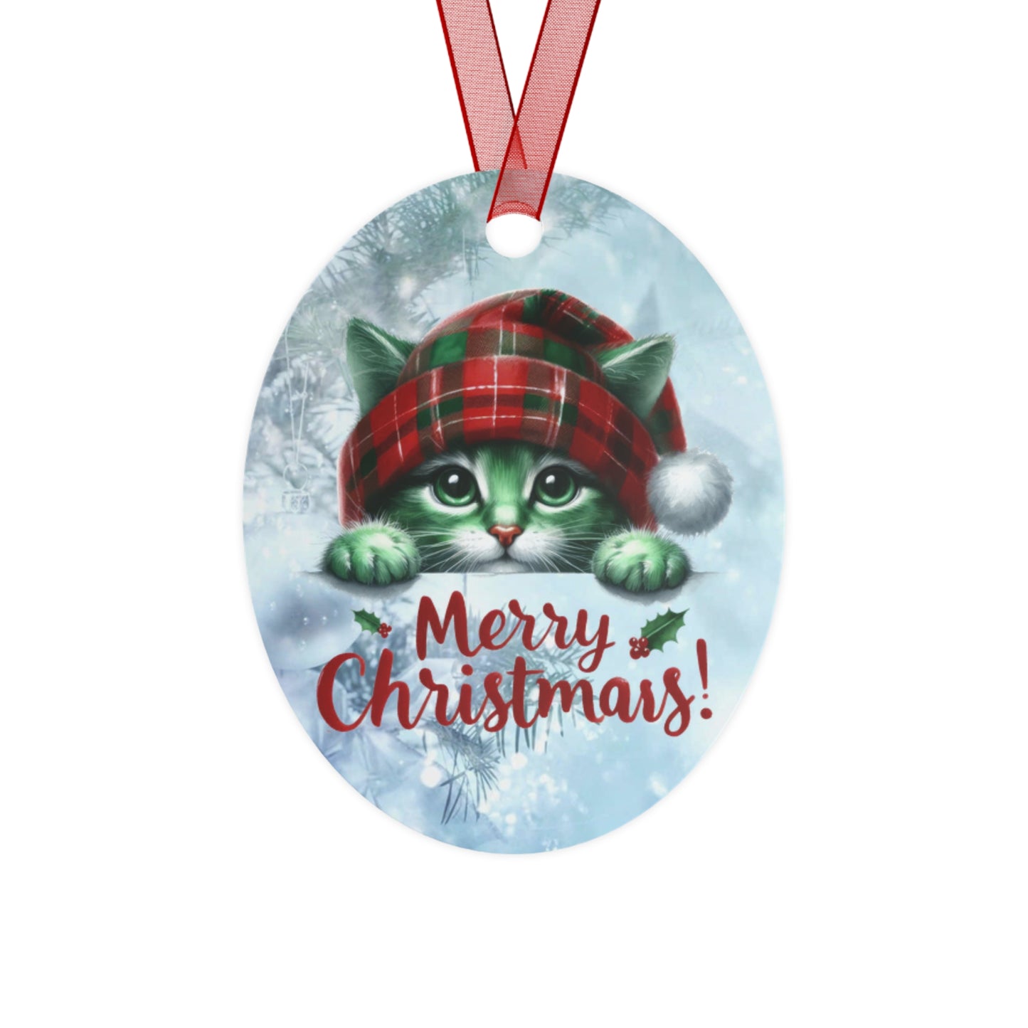 Merry Christmas Kitty - Metal Ornaments