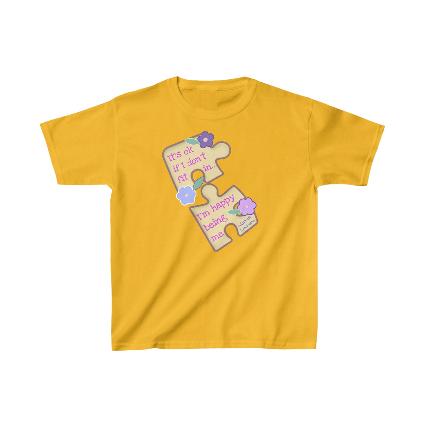 Williams Syndrome Puzzle Happy Being Me - Kids Heavy Cotton™ Tee