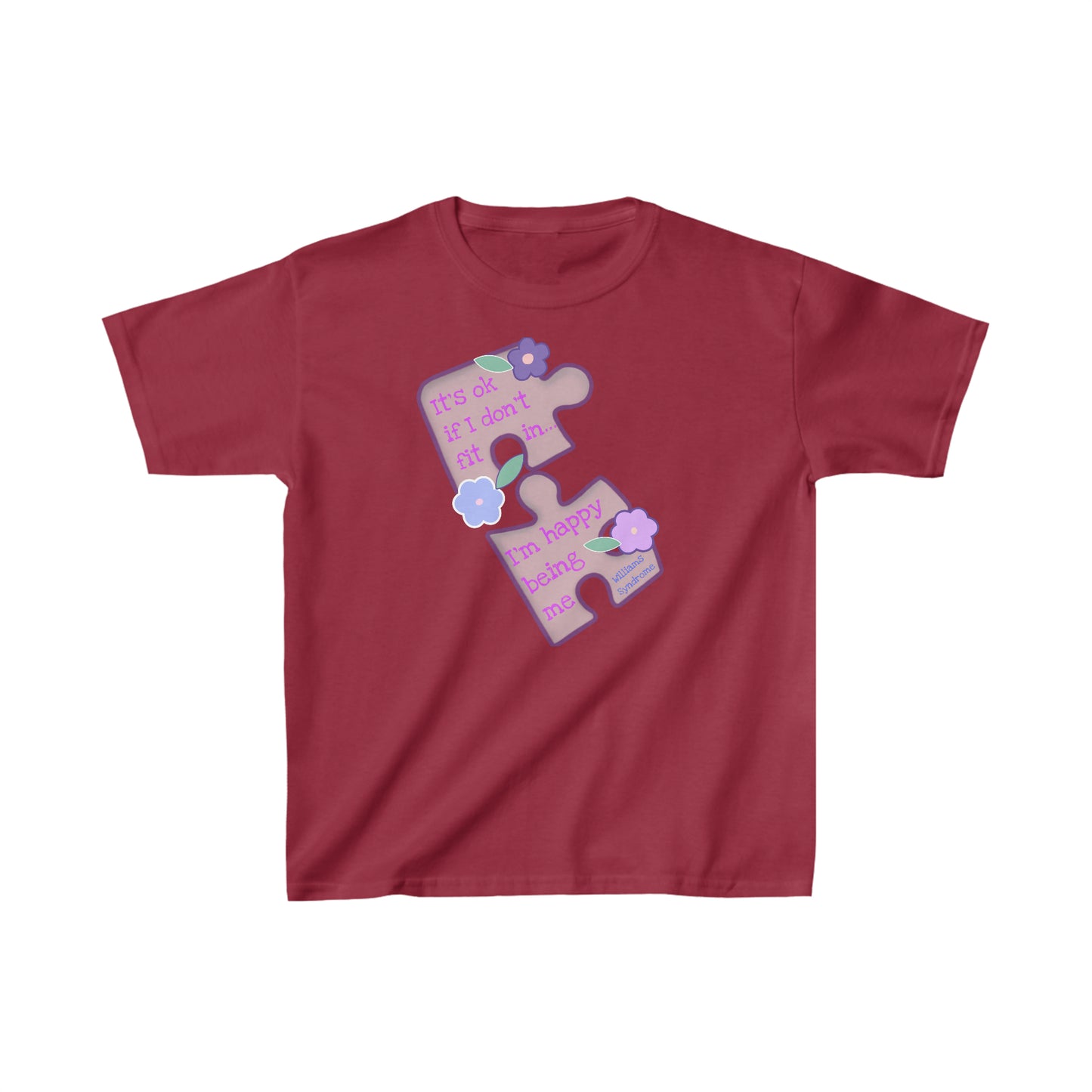 Williams Syndrome Puzzle Happy Being Me - Kids Heavy Cotton™ Tee