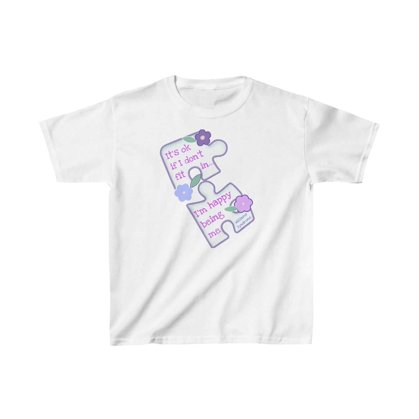 Williams Syndrome Puzzle Happy Being Me - Kids Heavy Cotton™ Tee