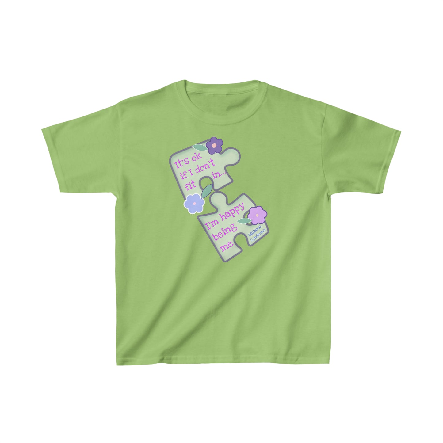 Williams Syndrome Puzzle Happy Being Me - Kids Heavy Cotton™ Tee