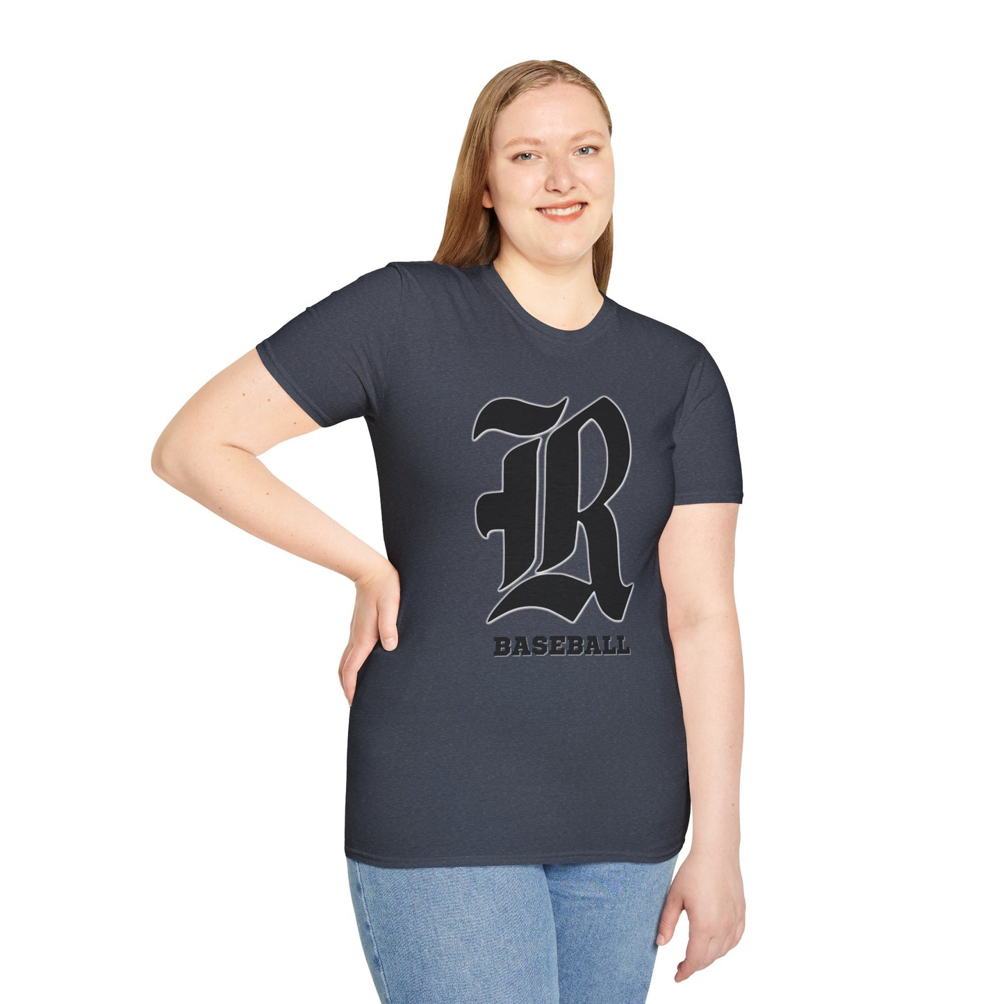 Custom one side Front or Back (RHS Baseball used as example) - Unisex Softstyle T-Shirt