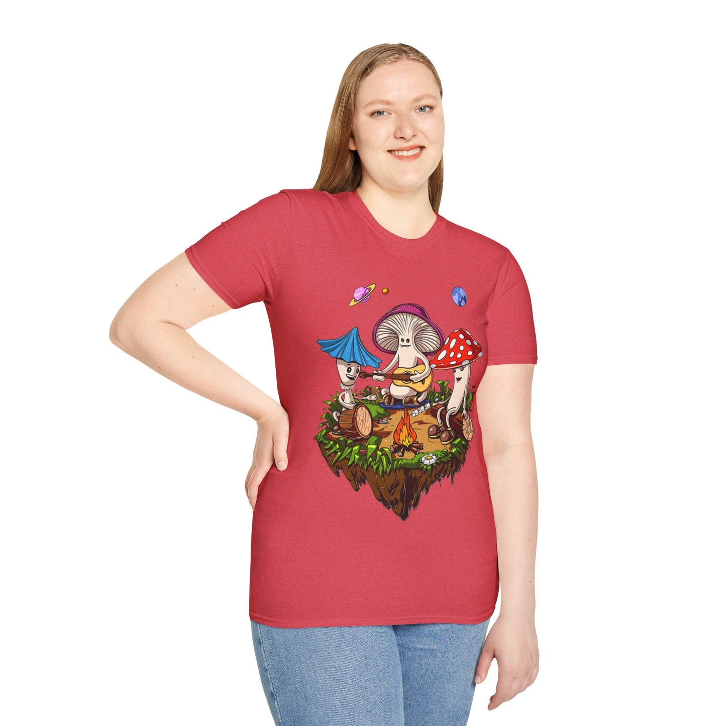 Shrooms around a campfire - Unisex Softstyle T-Shirt